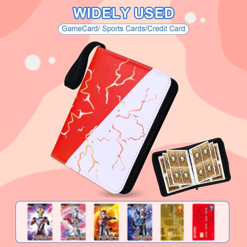 awedsu Collectible Trading Card Albums,Collectible Trading Card Protective Sleeves,Card Binder 4-Pocket,400 Pockets Card Case Holder for TCG, Sports Card.… (Pink and White) - Image 4